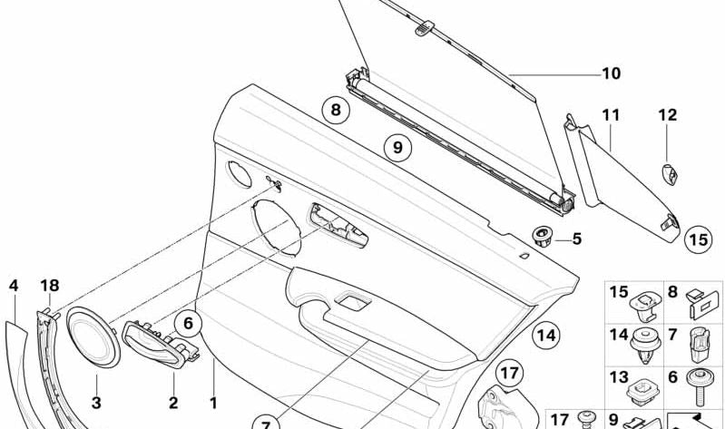 Linker Schließgriff für BMW 3er E90, E91 (OEM 51417230853). Original BMW