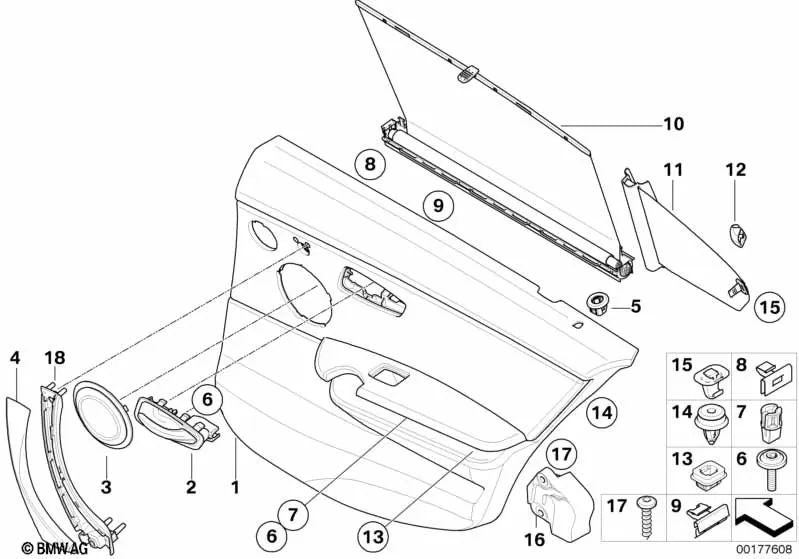 Rear right door panel for BMW E90N (OEM 51427217590). Original BMW