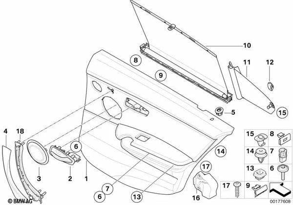 Panel de puerta trasero derecho para BMW E90N (OEM 51427217590). Original BMW