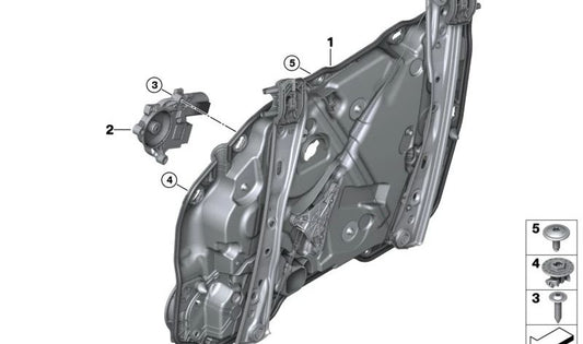 Elevalunas sin motor delantero derecho para BMW Serie 3 G20, G21, G28, G80, G81 (OEM 51338498866). Original BMW.