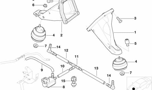 OEM motor support 22116751322 for BMW E38. Original BMW.