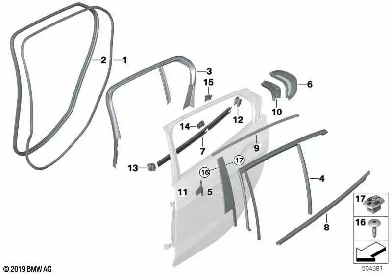 Pieza de espuma embellecedor pilar C izquierda para BMW F40 (OEM 51138497949). Original BMW