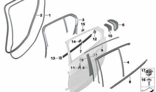 Embellecador Sinistra Frame della porta OEM 51357473995 per BMW F40, F70. BMW originale.