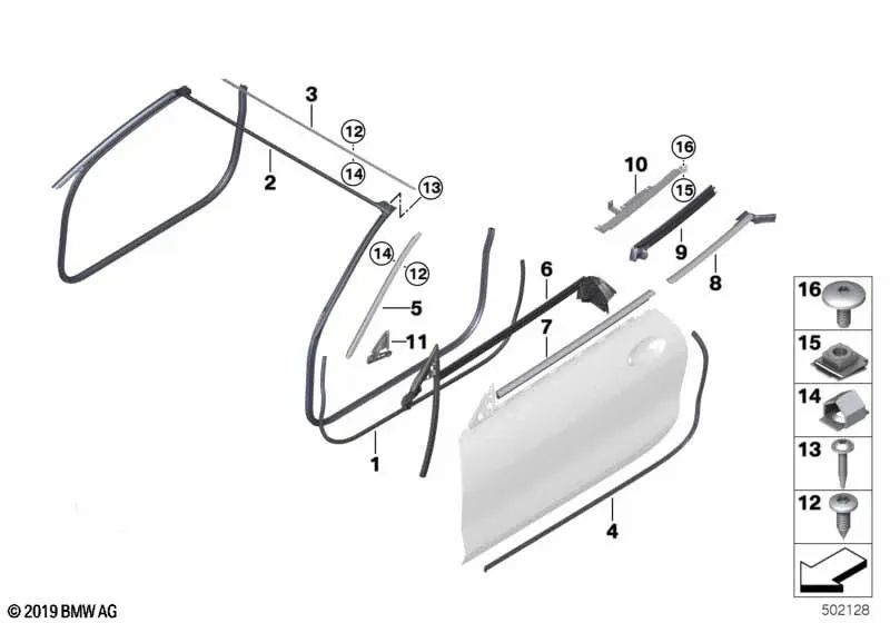 Sellado interior de la ranura de la puerta delantera izquierda para BMW F91, F92, G14, G15 (OEM 51337424849). Original BMW.