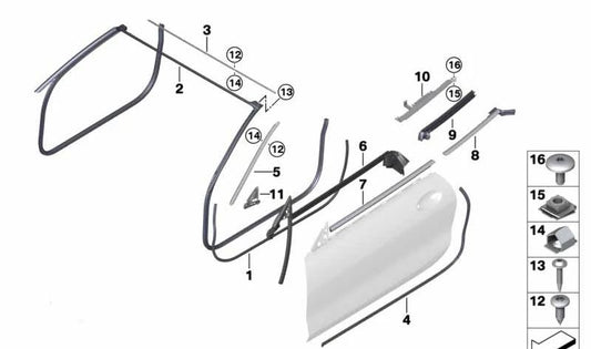 Listón superior del parabrisas para BMW Serie 8 F91, G14 (OEM 51217424817). Original BMW