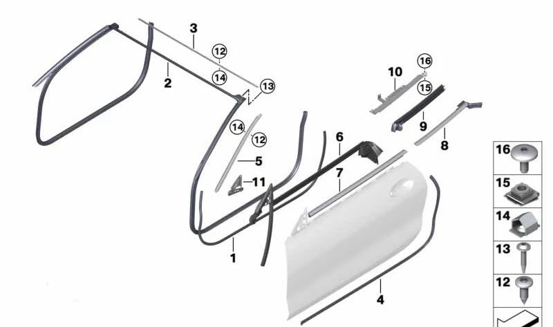 Couverture externe de la porte d'entrée droite OEM 51337456034 pour BMW G14, G15. BMW d'origine.