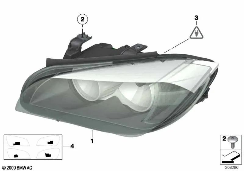 Faro derecho para BMW E84 (OEM 63117290236). Original BMW.