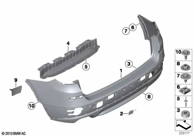 Cubierta trasera inferior para BMW F25 (OEM 51127237453). Original BMW.