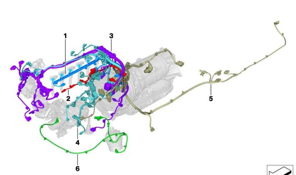Arnés de motor Motormodul 2 para BMW X5 G05N, X6 G06N (OEM 12519887444). Original BMW