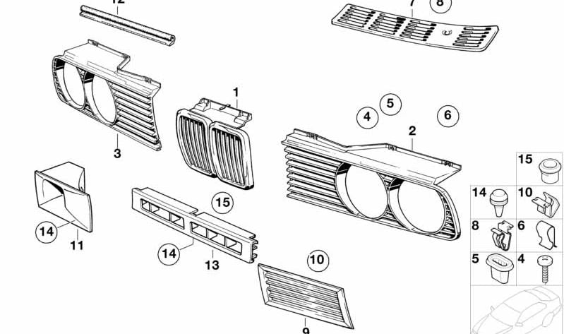 Tülle para BMW Serie 1 E81, E82, E87, E88, Serie 3 E21, E30, E36, E46, E90, E92, Serie 5 E28, E34, E39, E60, Serie 6 E63, E64, Serie 7 E23, X3 E83, X5 E53, Z4 E85 (OEM 51131840154). Original BMW