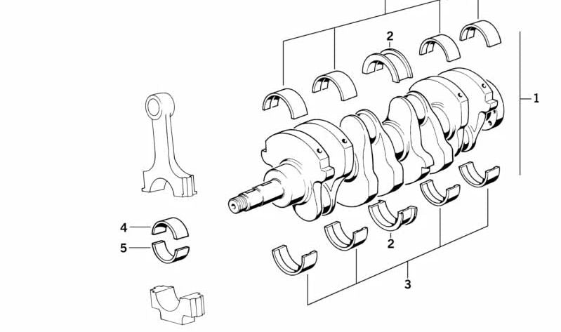 Cáscara de cojinete guía azul para BMW Serie 3 E21, E30 Serie 5 E12, E28 (OEM 11211250149). Original BMW