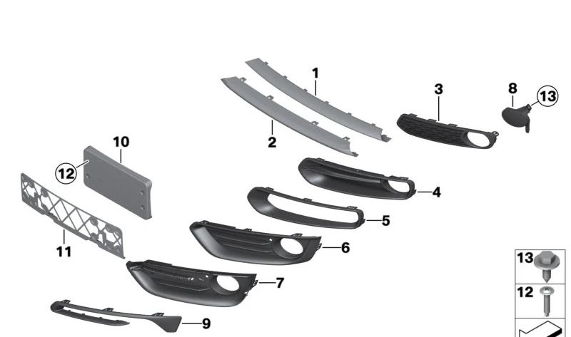 OEM 5117403871 Assunzione d'aria sinistra per BMW F22, F23. BMW originale.