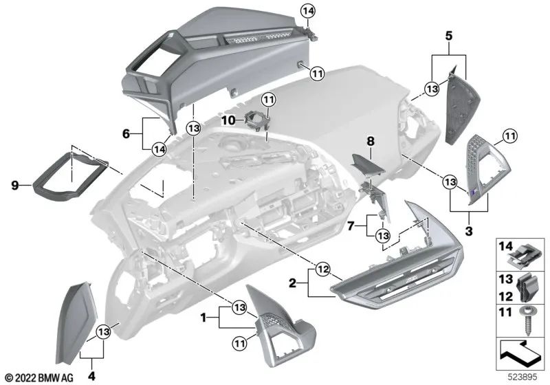 Right 'Airbag off' I-Tafel trim for BMW X5 F95, G05, X6 F96, G06, X7 G07, XM G09 (OEM 51459399304). Genuine BMW