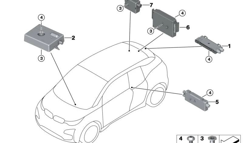 Amplificador de antena OEM 65209253999 para BMW i3 (I01). Original BMW