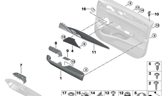 Embellecedor del centro de control izquierdo para BMW Serie 6 G32, G32N (OEM 51417466309). Original BMW