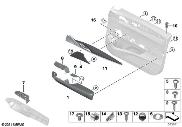 Cobertura de cerradura izquierda para BMW G32, G32N (OEM 51419478919). Original BMW