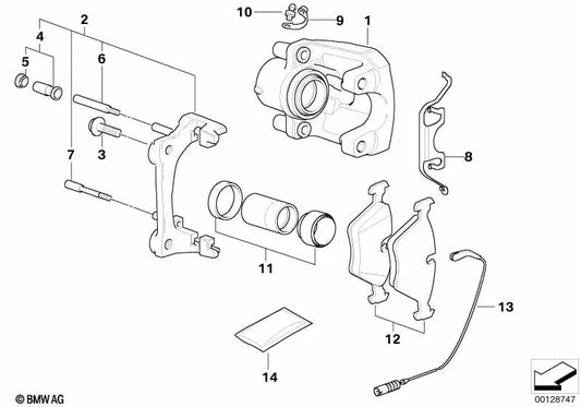 Carcasa de pinza de freno derecha para BMW Serie 5 E60, E60N, E61, E61N (OEM 34116766558). Original BMW.