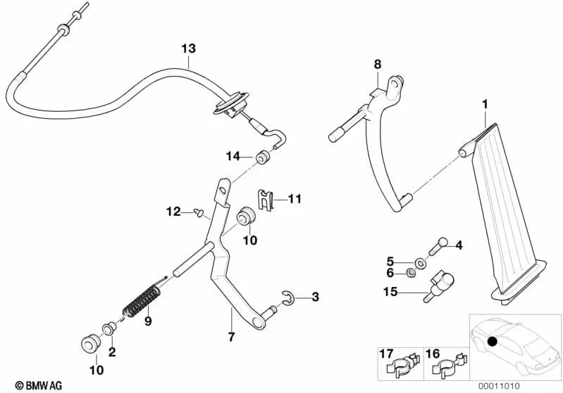 Cable del acelerador para varios modelos/series de BMW (OEM 35411164512). Original BMW