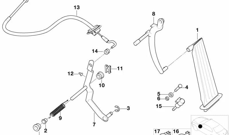 Cable de Acelerador para varios modelos de BMW (OEM 35412228506). Original BMW