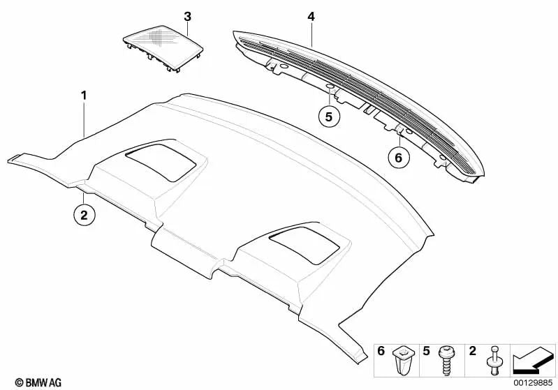 Rejilla de ventilación para fondo de almacenamiento BMW Serie 6 E63, E63N (OEM 51467070265). Original BMW