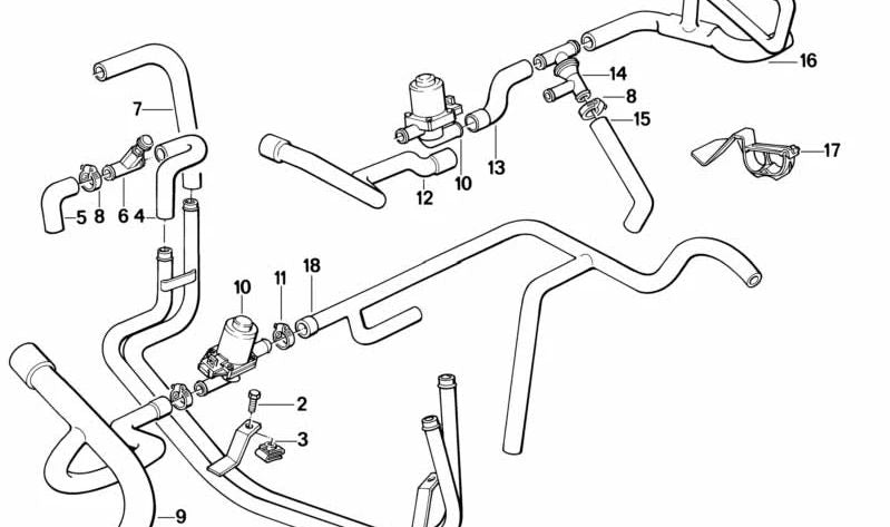 Manguera de circulación del motor para BMW Serie 5 E34, Serie 7 E32 (OEM 64211384746). Original BMW.