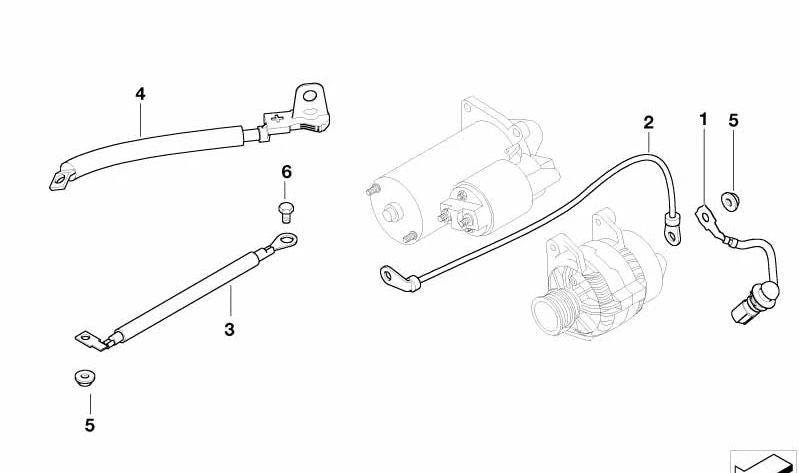 Cable de masa para BMW E65, E66 (OEM 12427798466). Original BMW.