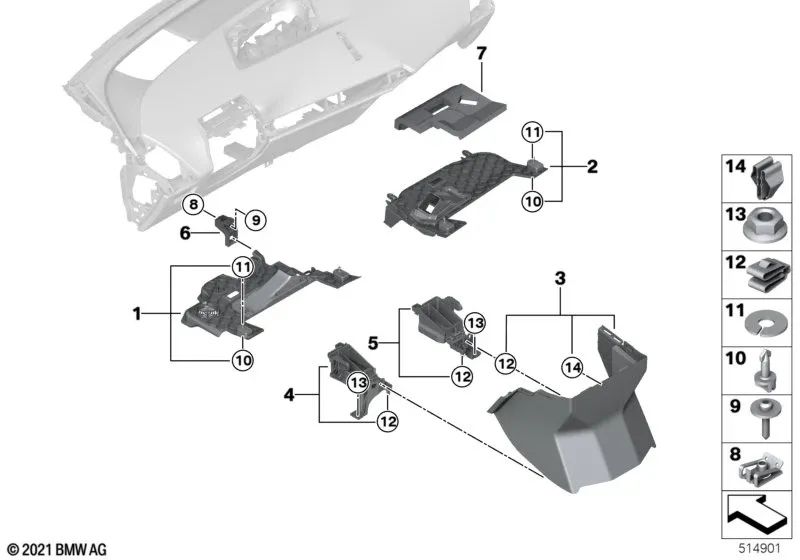 Blenda Centerstack para BMW I20 (OEM 51459490637). Original BMW