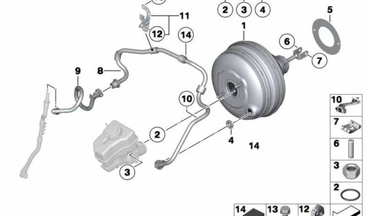 Tubería de vacío OEM 11668508022 para BMW Serie 5 (F10, F11) y Serie 7 (F01, F02). Original BMW