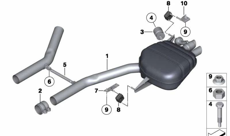 Silenciador trasero derecho con válvula de escape para BMW F01, F02, F04 (OEM 18307646957). Original BMW