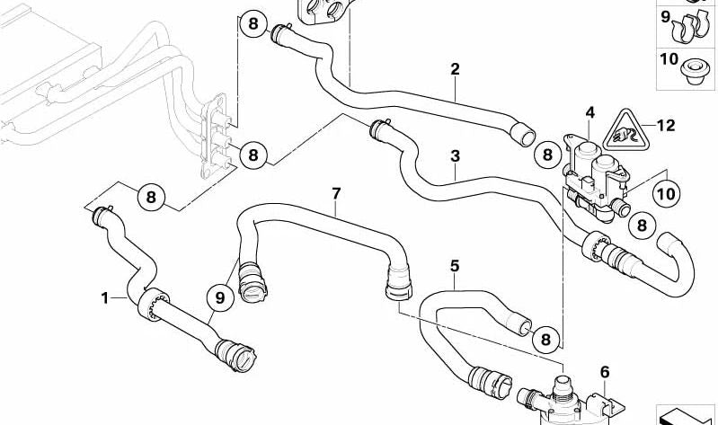 Rückschlauch des Kühlers OEM 64216912735 für BMW E60, E61, E63, E64. Original BMW.