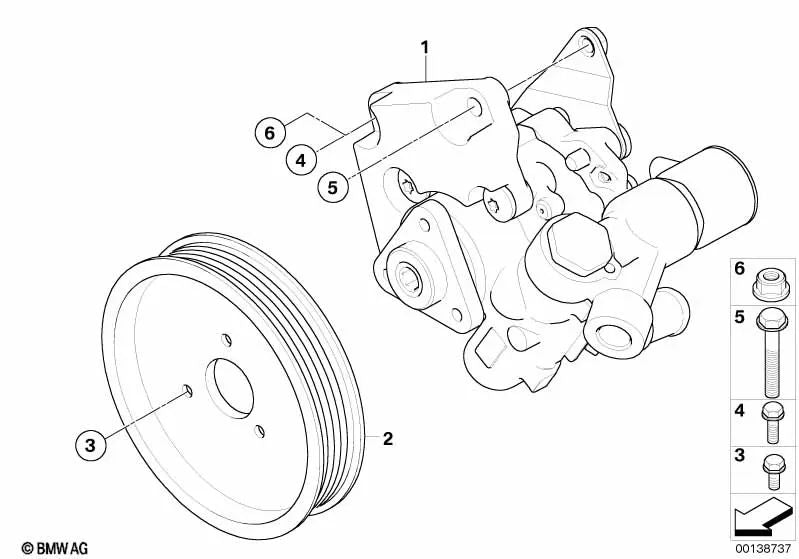 Bomba de dirección asistida para BMW E60, E61, E63, E64 (OEM 32416762159). Original BMW