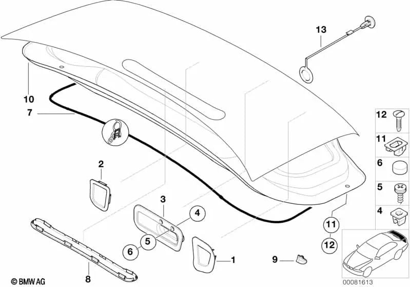 Kappe para BMW E36, E46, E34, E39, E60, E61, E63, E64, E32, E38, E65, E66, E31, E53, E85, E86 (OEM 51161949793). Original BMW