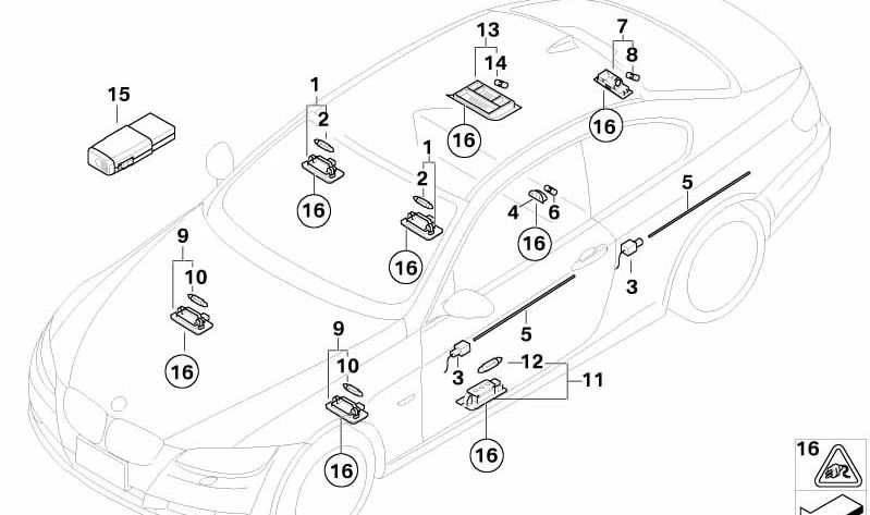 Iluminación LED para Puerta/Revestimiento Lateral para BMW E92, E93 (OEM 63319122419). Original BMW