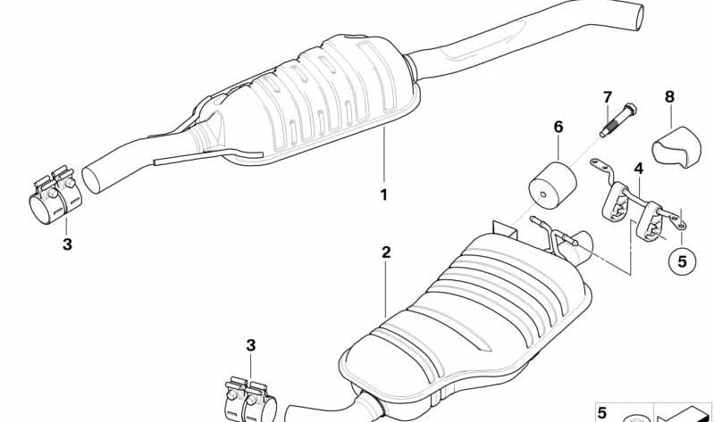 Supporto posteriore del sistema di scarico OEM 18303413461 per BMW E83. BMW originale.