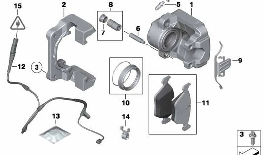 Carcasa de pinza de freno derecha para BMW X5 E70, F15, X6 E71, F16 (OEM 34116776786). Original BMW