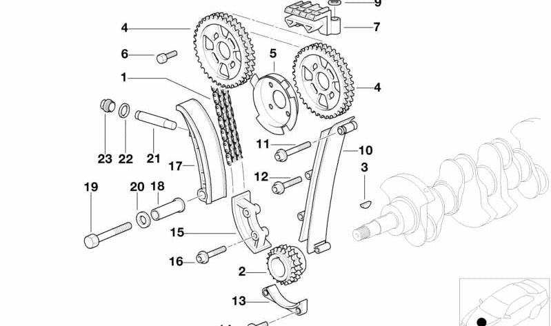 BMW -Kettenspanner 3 E30 -Serie, E36 (OEM 11311743187). Original BMW