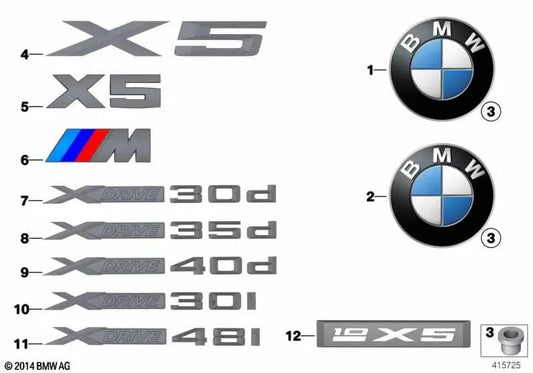 10 YEARS X5 emblem for BMW E70 (OEM 51147244507). Genuine BMW