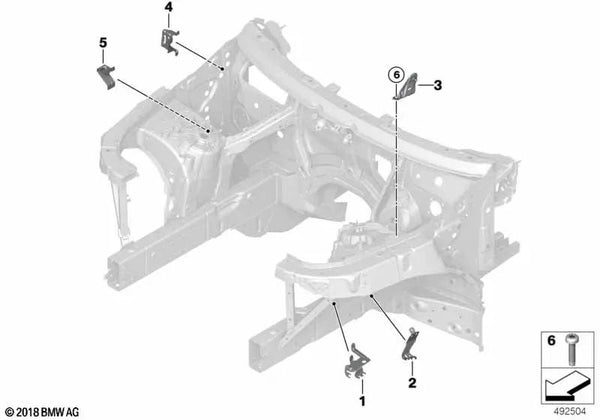 Soporte de manguera de freno delantero izquierdo para BMW X5 F95, G05, G18, X6 F96, G06, X7 G07, XM G09 (OEM 41007933247). Original BMW.