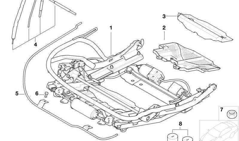 Kit de reparación soporte/deslizador OEM 52207070497 para BMW E65, E66, G11, G12. Original BMW.