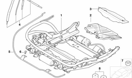 Kit de reparación soporte/deslizador OEM 52207070497 para BMW E65, E66, G11, G12. Original BMW.