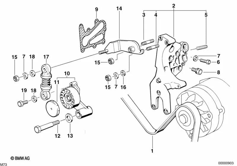 Timing belt for BMW 7 Series E38 (OEM 11287512972). Genuine BMW.