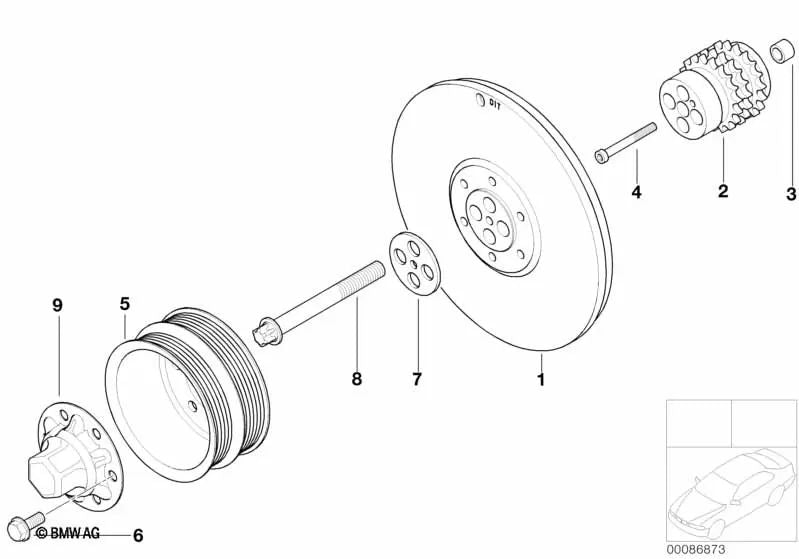 Polea para BMW Serie 3 E46, Z4 E85 E86 (OEM 11217840380). Original BMW