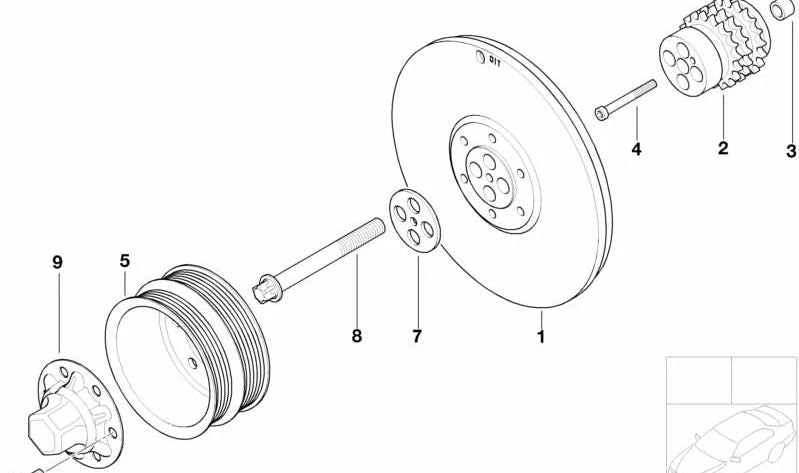 Amortiguador de vibraciones OEM 11237834425 para BMW E36, E46, Z3, E85, E86. Original BMW.