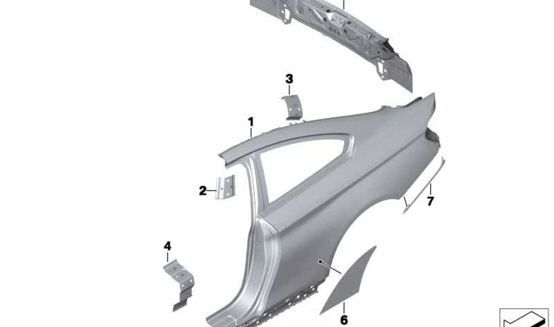 Verstärkungsblech B-Säule rechts für BMW 4er F32, F82 (OEM 41217374412). Original BMW