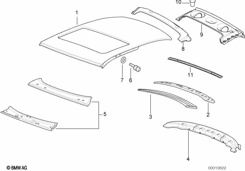 Cubierta Exterior del Techo para Techo Corredizo Plegable para BMW Serie 3 E36 (OEM 41312489780). Original BMW