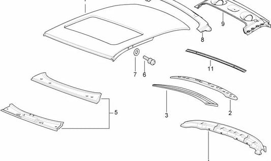 Marco superior de la ventana trasera para BMW E36 (OEM 41328119759). Original BMW