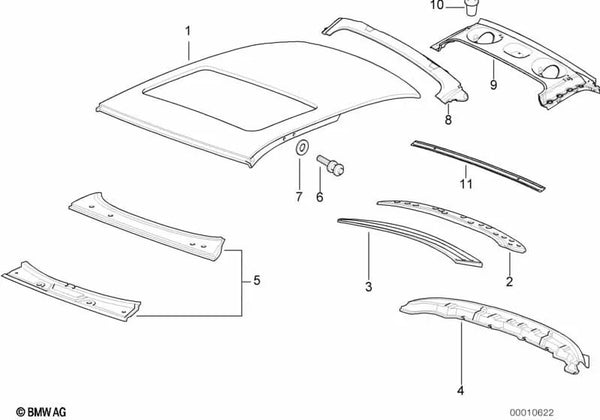 Marco superior de la ventana trasera para BMW E36 (OEM 41328191135). Original BMW