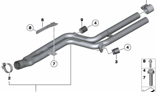 Vorrohr para BMW Serie 5 F18, F18N, Serie 7 F02N (OEM 18307649723). Original BMW