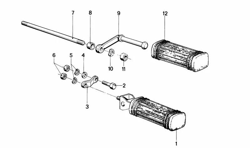 Goma reposapiés redonda OEM 46711235428 para BMW R50, R60, R69. Original Motorrad.