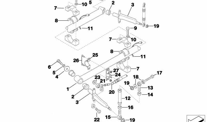 Barra estabilizadora delantera OEM 31352483585 para BMW G30, G38, F90 (Serie 5 y M5). Original BMW.